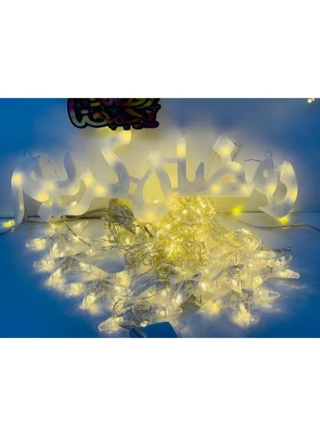 طقم زينة رمضان مزود بإضاءة LED، وقابسين كهربائيين، وطول 3.5 متر. - Image 3